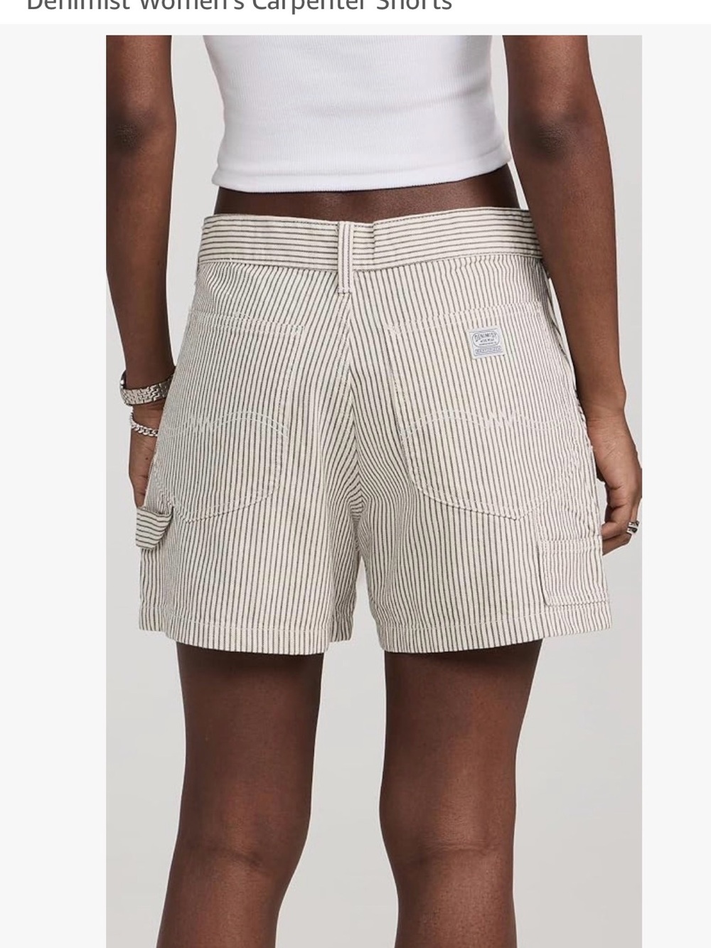 Striped Cotton Blend Women’s Shorts - Cream/Black - Picture 5 of 5